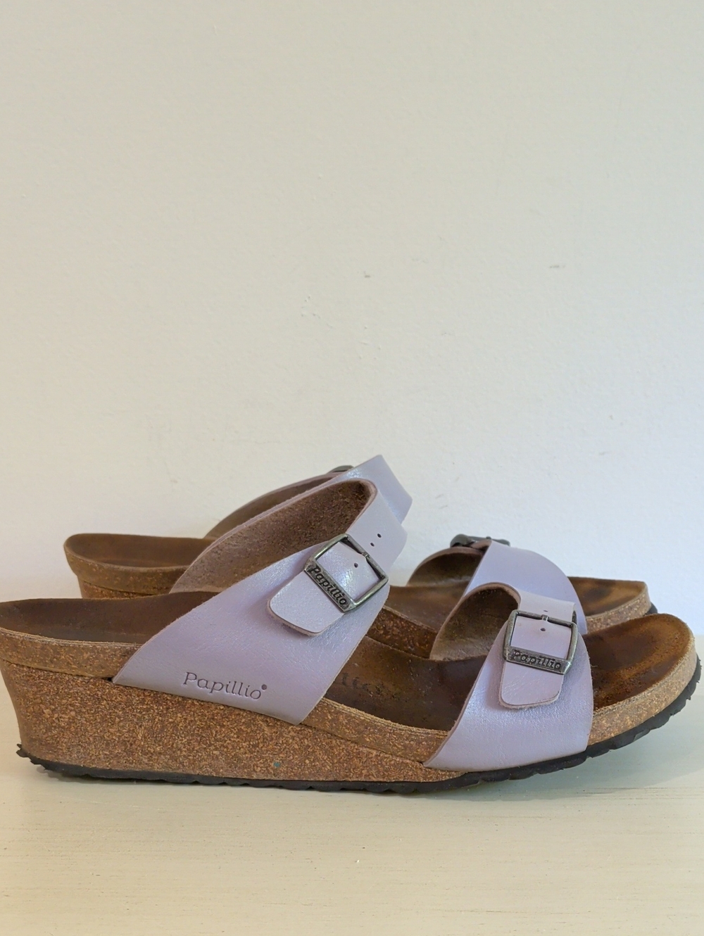 Birkenstock Papillio Women’s Lavender Cork Wedge Sandals Size 42